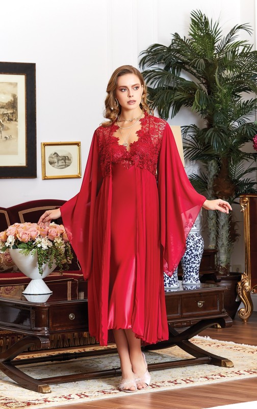 Women's Silk lace Satin Pajamas Set 6 PCS Sleepwear soft and Shorts with Robe and nightgown .